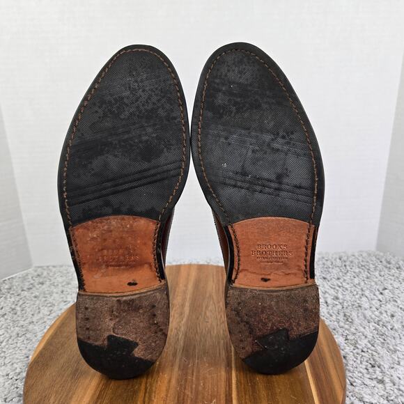 Brooks Brother Brown Wingtip Brogue Medallion Oxford Dress Shoe USA Mens 10.5 D - Picture 9 of 14